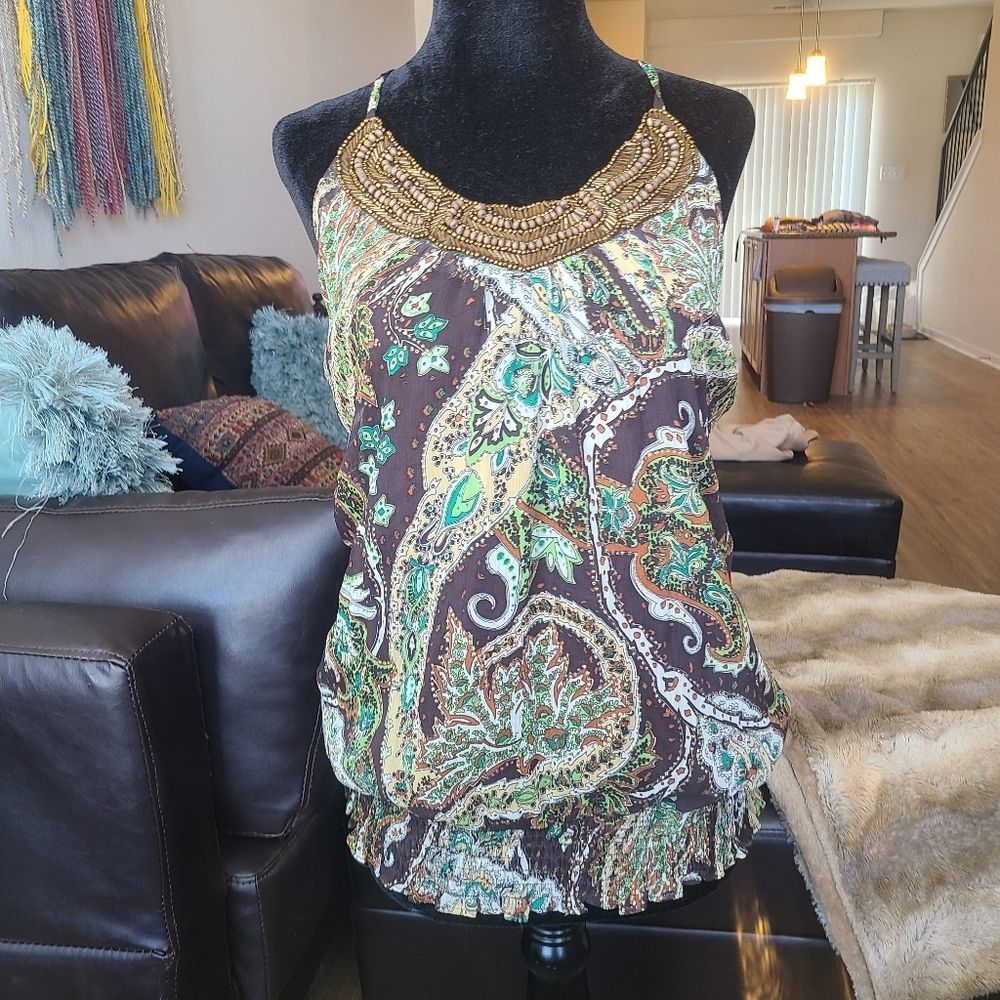 VINTAGE Studio Y Millennial Y2K 2000s Bohemian  OC Halter Top Small